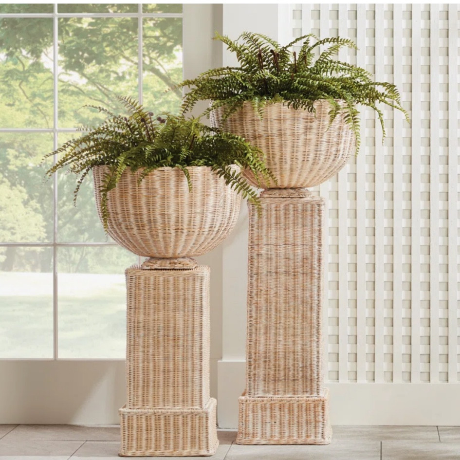 Rattan urn and pedestal stand! These are perfect for ferns and spring flowers! 

#LTKHome