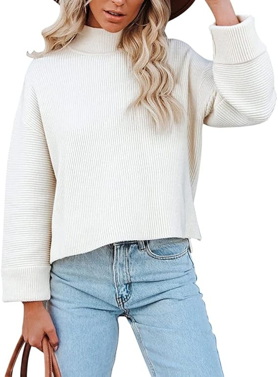 Womens Turtleneck Oversized Pullover Sweaters Long Sleeve Ribbed Knit Loose Fit Casual Warm Jumpe... | Amazon (US)