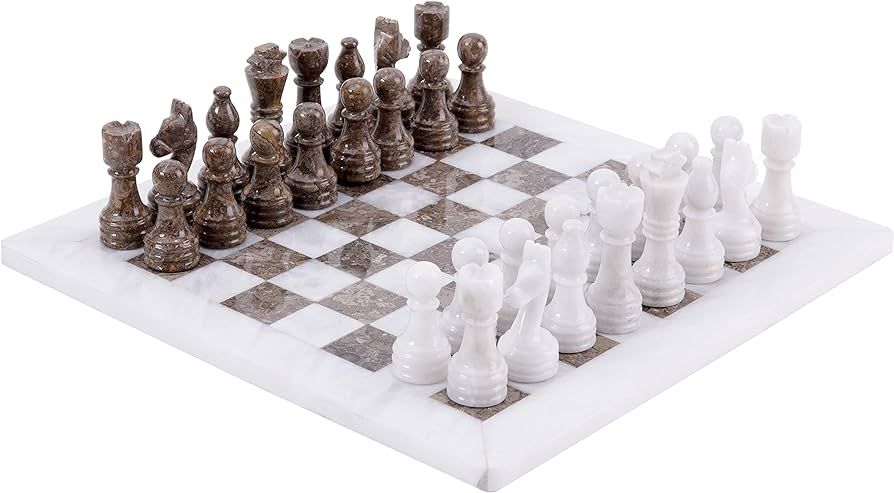 Radicaln Marble Chess Set 12 Inches White and Grey Oceanic Handmade Board Game Chess Sets for Adu... | Amazon (US)