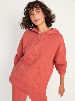 Quilted Half-Zip Tunic Hoodie for Women | Old Navy (US)
