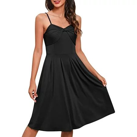 wendunide maxi dress for women Women Casual Summer Dress With Pockets V Neck Swing Spaghetti Strap S | Walmart (US)