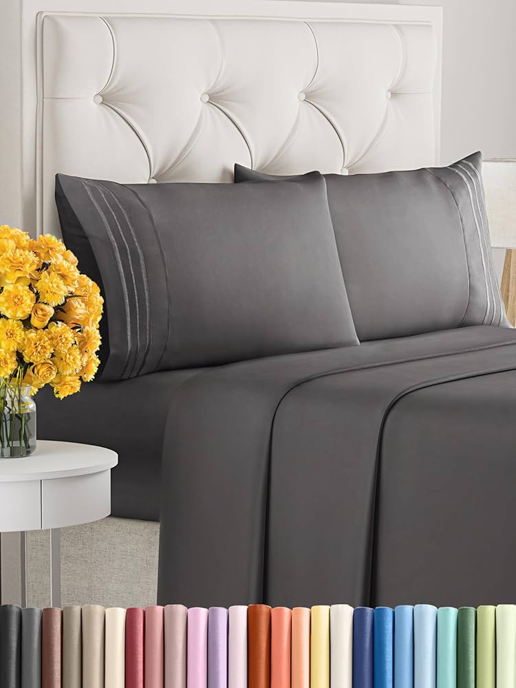 Queen Size 4 Piece Sheet Set - Comfy Breathable & Cooling Sheets - Hotel Luxury Bed Sheets for Wo... | Amazon (US)