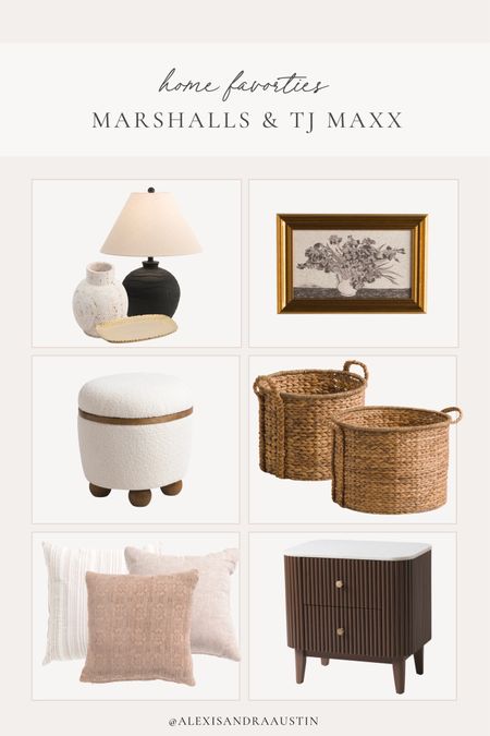 Home favorites from Marshall’s and TJ Maxx! Loving these neutral finds to refresh any space in your home

Home refresh, aesthetic home, neutral home, woven basket, nightstand finds, wooden furniture, bedroom refresh, living room refresh, gold detail, home decor, throw pillows, canvas art, ottoman finds, affordable finds, Marshalls, TJ Maxx, vase finds, shop the look!