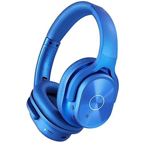 ZIHNIC Active Noise Cancelling Headphones, 40H Playtime Wireless Bluetooth Headset with Deep Bass Hi-Fi Stereo Sound,Over-Ear Headphone,Comfortable Earpads for Travel/Home/Office (Blue) | Amazon (US)