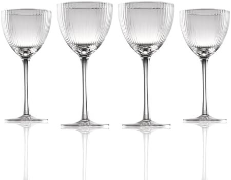 Nick and Nora Cocktail & Mocktail Glasses Set of 4- Handcrafted Stripes & Texture Design (5oz Lea... | Amazon (US)