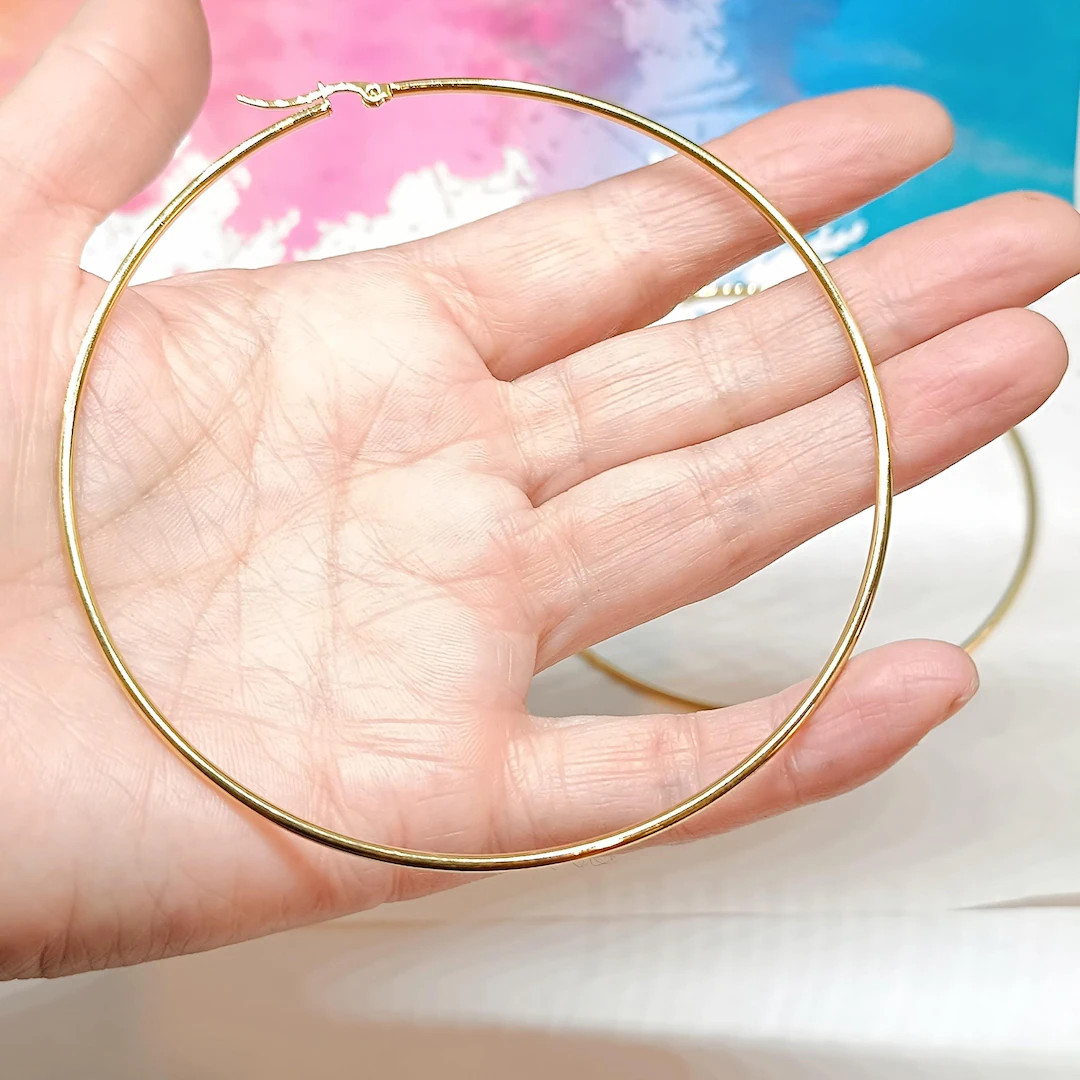 Extra Large Hoop Earrings, 100mm Stainless Steel Hoops, Lightweight Hoops, Hypoallergenic, Oversi... | Etsy (US)