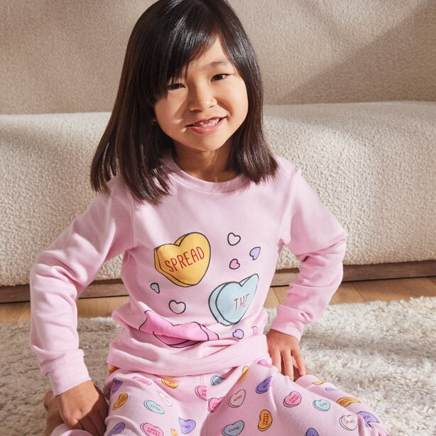 PAJAMA SET, CANDY HEARTS SIZE 12 | Indigo (CA)