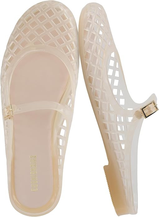 CUSHIONAIRE Java Casual Womens Jelly Flats with Adjustable Strap, Closed Toe Mary Janes Mule Desi... | Amazon (US)