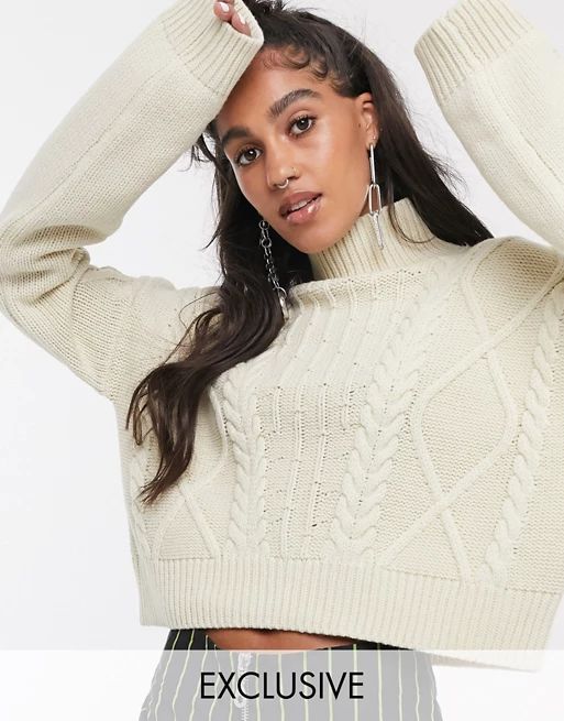 Reclaimed Vintage inspired cropped cable knit sweater | ASOS US