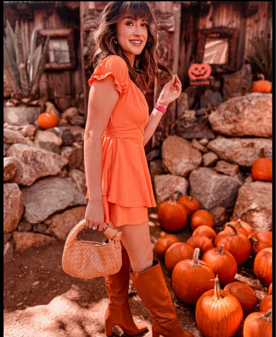 Pumpkin Patch Fit 🎃 
Have you picked your pumpkins? What are your favorite fall destinations? 
Orange , romper, jumper, jumpsuit, boots, brown, purse, tan, ghost 👻, earrings, cute, fit, ootd, fall, family, activities, tank, jeans, low rise, flare, hoodie, white, pink, blue, fall, spooky, fun, cute, ghosts, Bougie, casual, fit, Barbie, dream house, pink house, dream world, live your best life, love yourself, treat yourself, prioritize yourself, live for you. 

#LTKHoliday #LTKSeasonal
