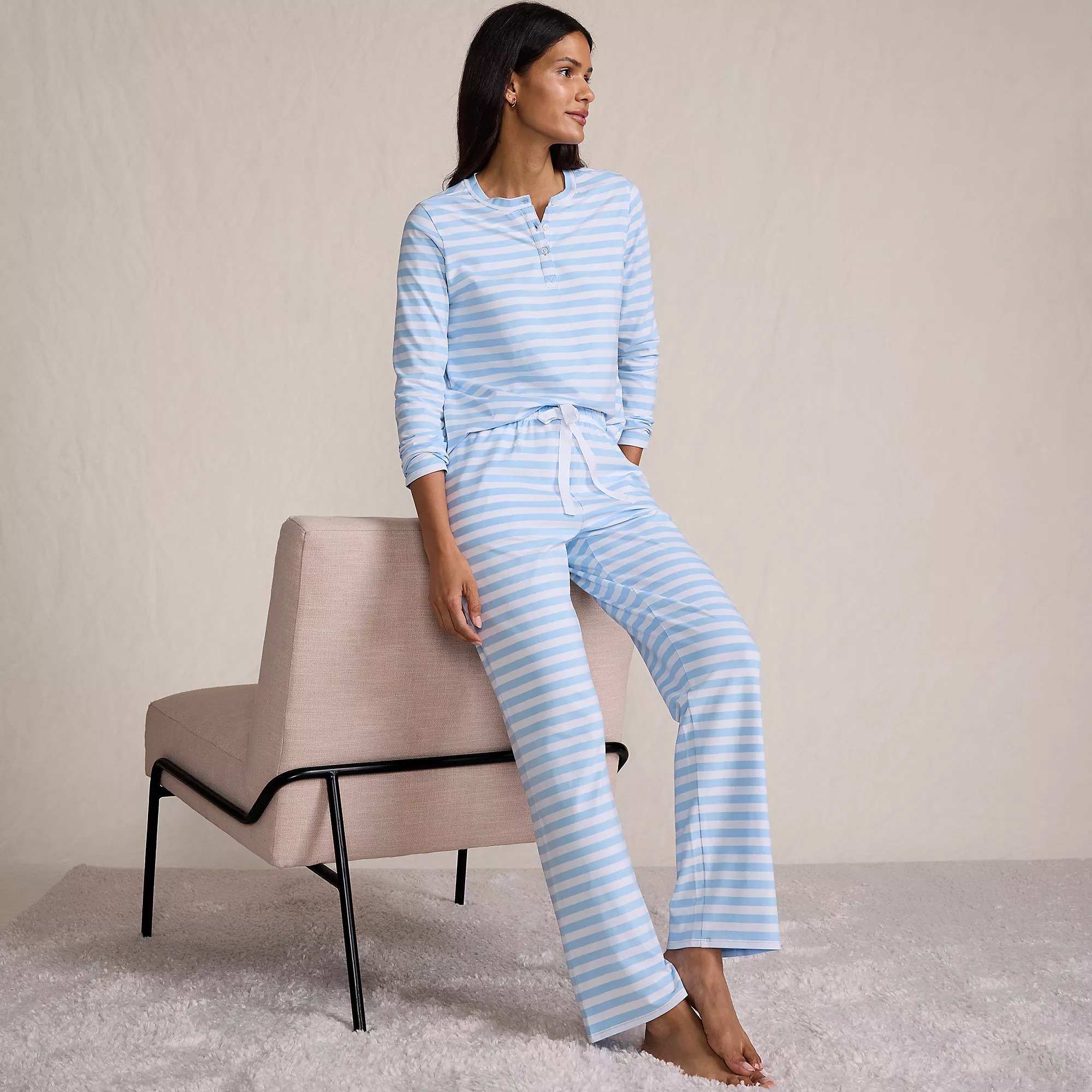 Women's Knit 2 Piece Pajama Set - Long Sleeve Top and Pants | Lands' End (US)