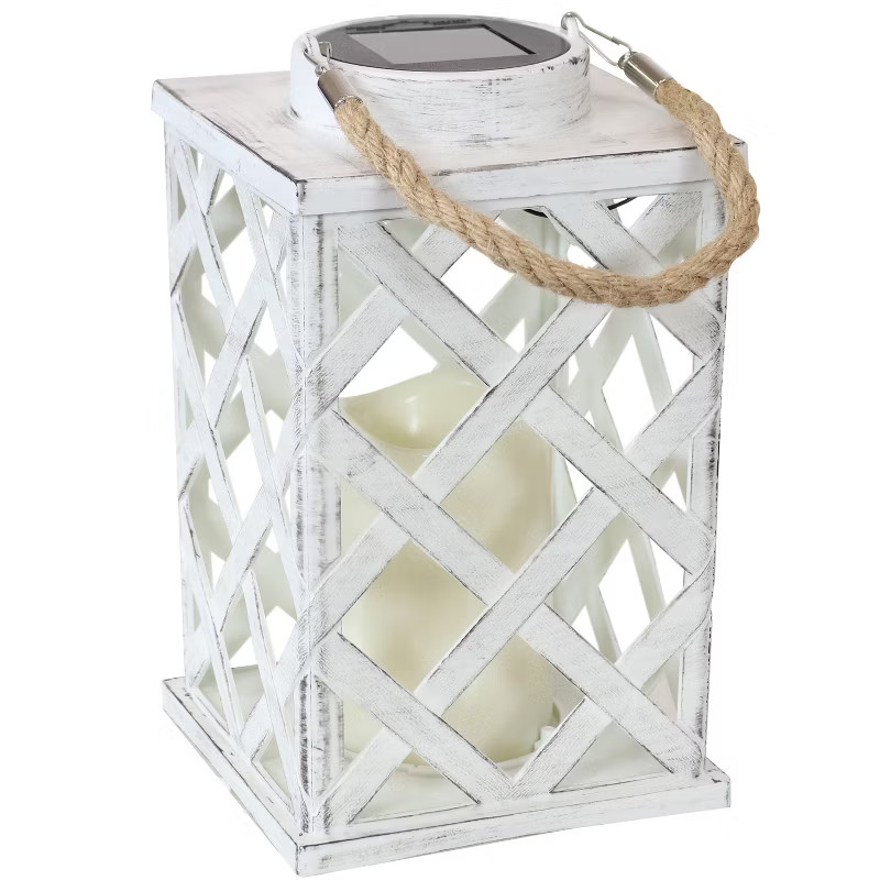 Sunnydaze Outdoor Modern Crosshatch Hanging Tabletop Solar LED Rustic Farmhouse Decorative Candle... | Target