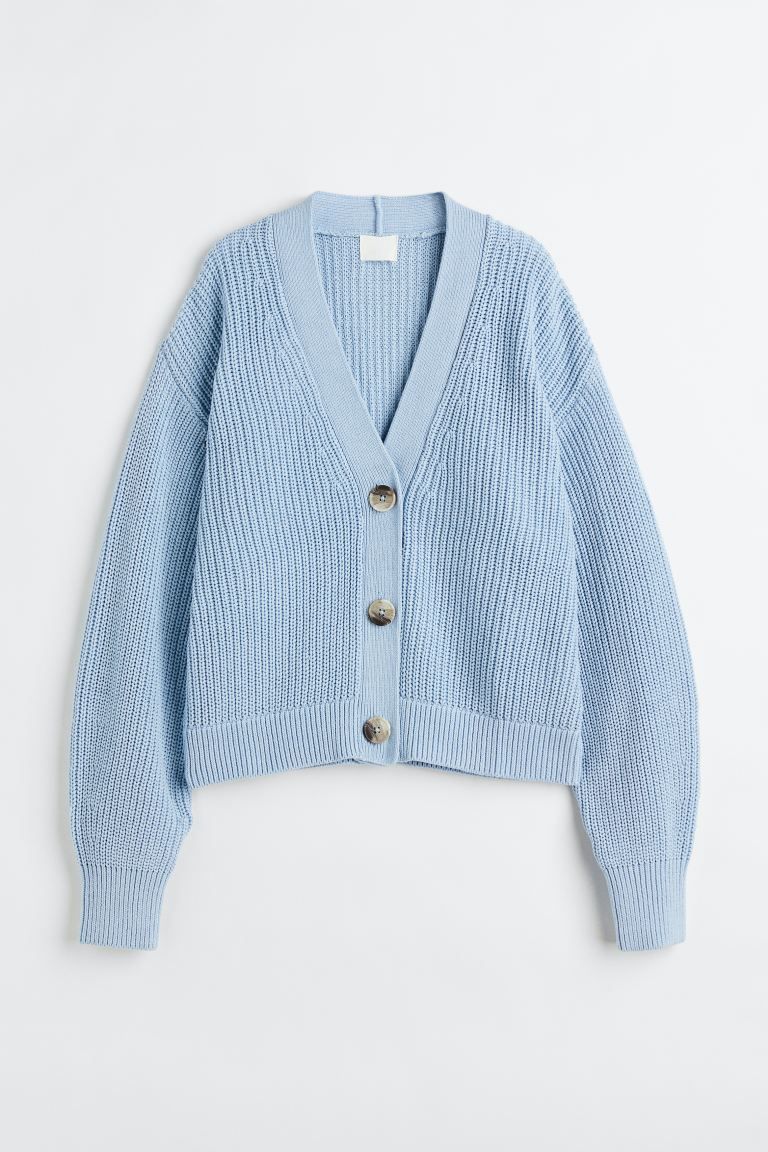 Rib-knit Cardigan - Light blue - Ladies | H&M US | H&M (US + CA)