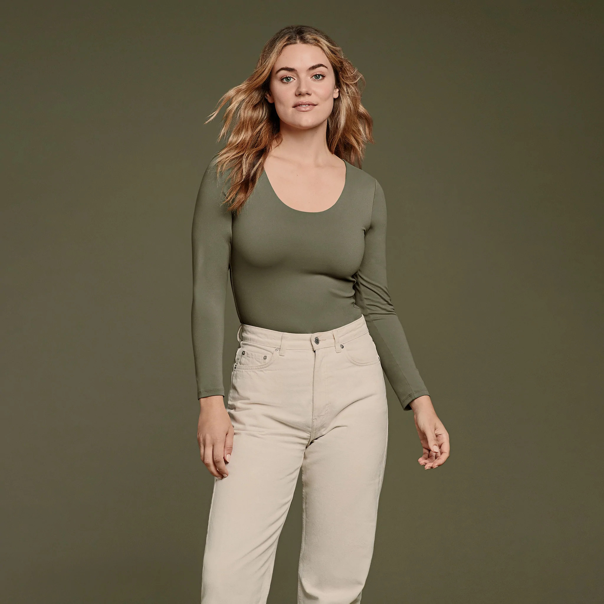 Women's Long Sleeve Scoop Neck Bodysuit | nuuds