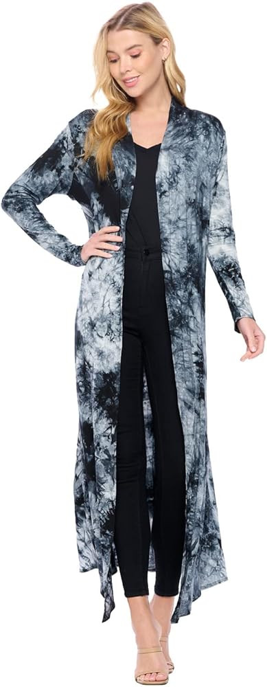 Isaac Liev Women's Maxi Cardigan – Casual Long Flowy Open Front Floor Length Drape Lightweight Duste | Amazon (US)