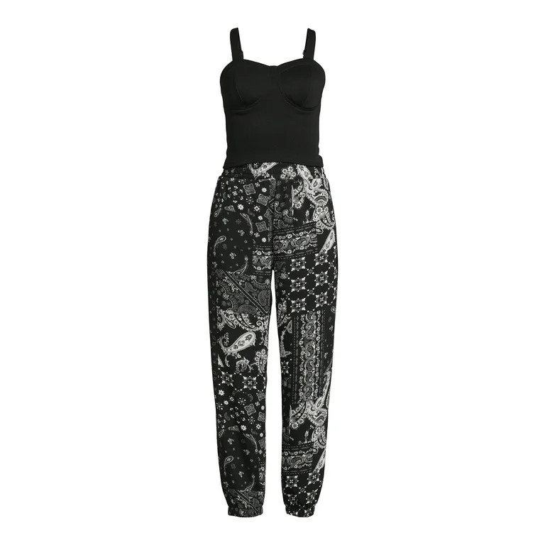 No Boundaries Juniors' Bustier Top and Jogger Pants Set, 2-Piece | Walmart (US)
