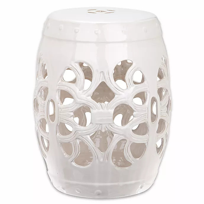 Safavieh Imperial Vine Garden Stool in White | Bed Bath & Beyond