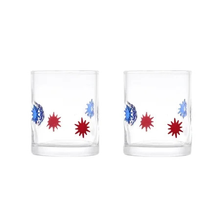 Thyme & Table 12 fl oz Red and Blue Patriotic Fireworks Charm Drinking Glasses, Set of 2 | Walmart (US)