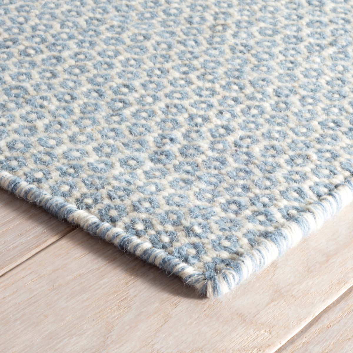 Honeycomb French Blue/Ivory Woven Wool Rug | Dash &amp; Albert | Annie Selke
