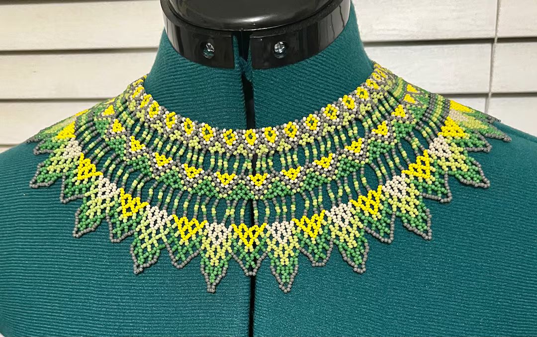 Handmade Beaded Collar Necklace - Etsy | Etsy (US)