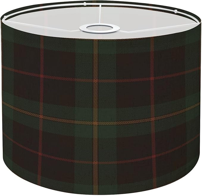 Drum Lamp Shade Dark green red tartan plaid Scottish pattern fabric close up Lampshade for Floor ... | Amazon (US)