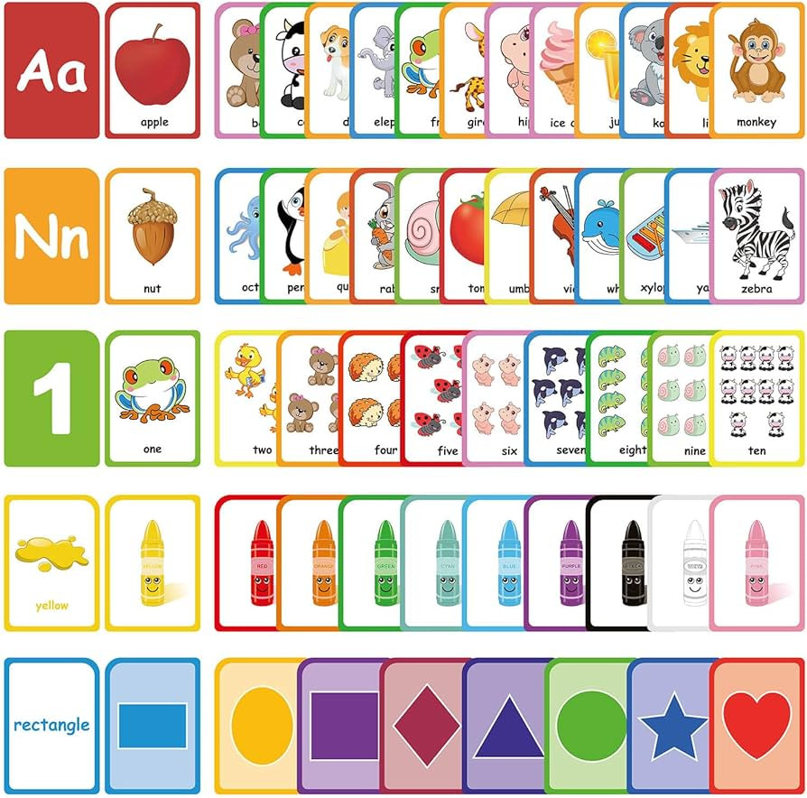 ZazzyKid Flash Cards for Toddlers Learning: 54 Double Sides Flashcards for Alphabets, Numbers, Co... | Amazon (US)