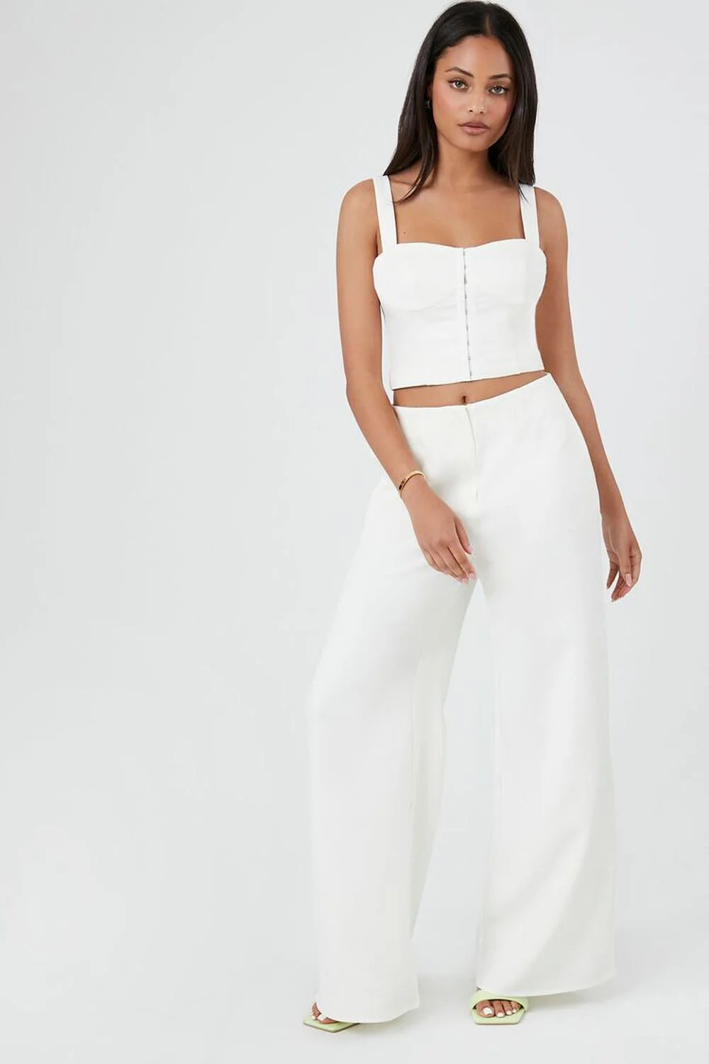 Twill Hook-and-Bar Wide-Leg Pants | Forever 21 (US)