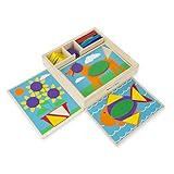 Melissa & Doug Beginner Wooden Pattern Blocks Educational Toy with 5 Double-Sided Scenes and 30 S... | Amazon (US)