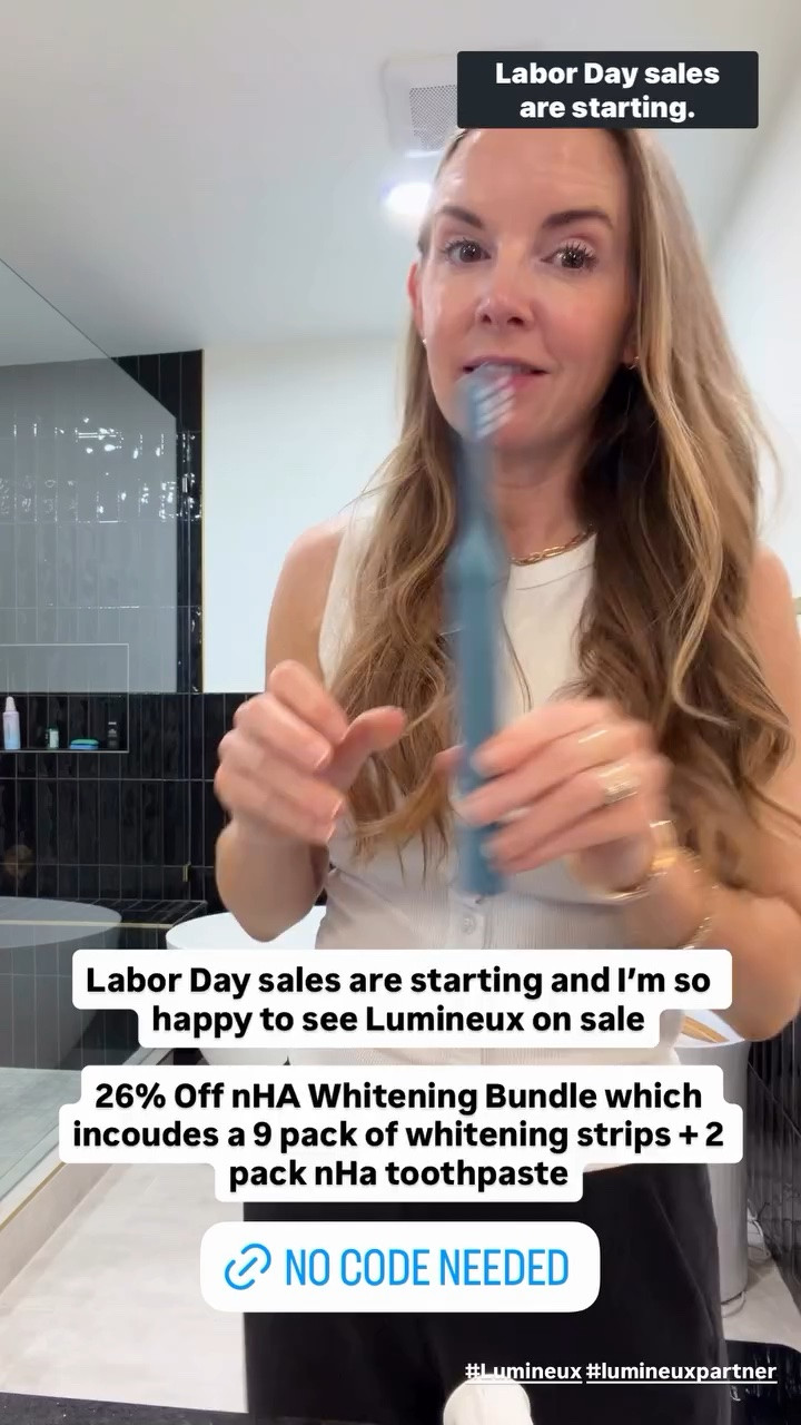 Labor Day sales are starting and I’m so happy to see Lumineux on sale

26% Off nHA Whitening Bundle which incoudes a 9 pack of whitening strips + 2 pack nHa toothpaste #Lumineux #lumineuxpartner