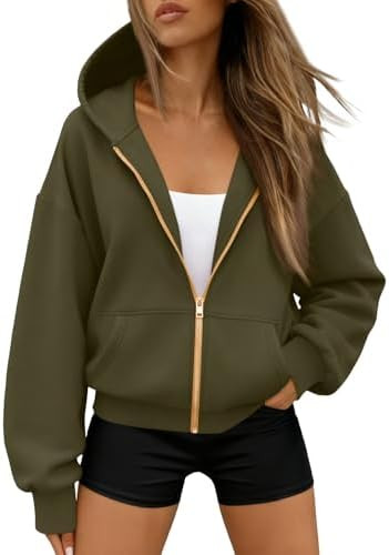 Trendy Queen Womens Zip Up Hoodies Fall Fashion Sweatshirt 2025 Clothes Y2K Cropped Jackets Cute ... | Amazon (US)