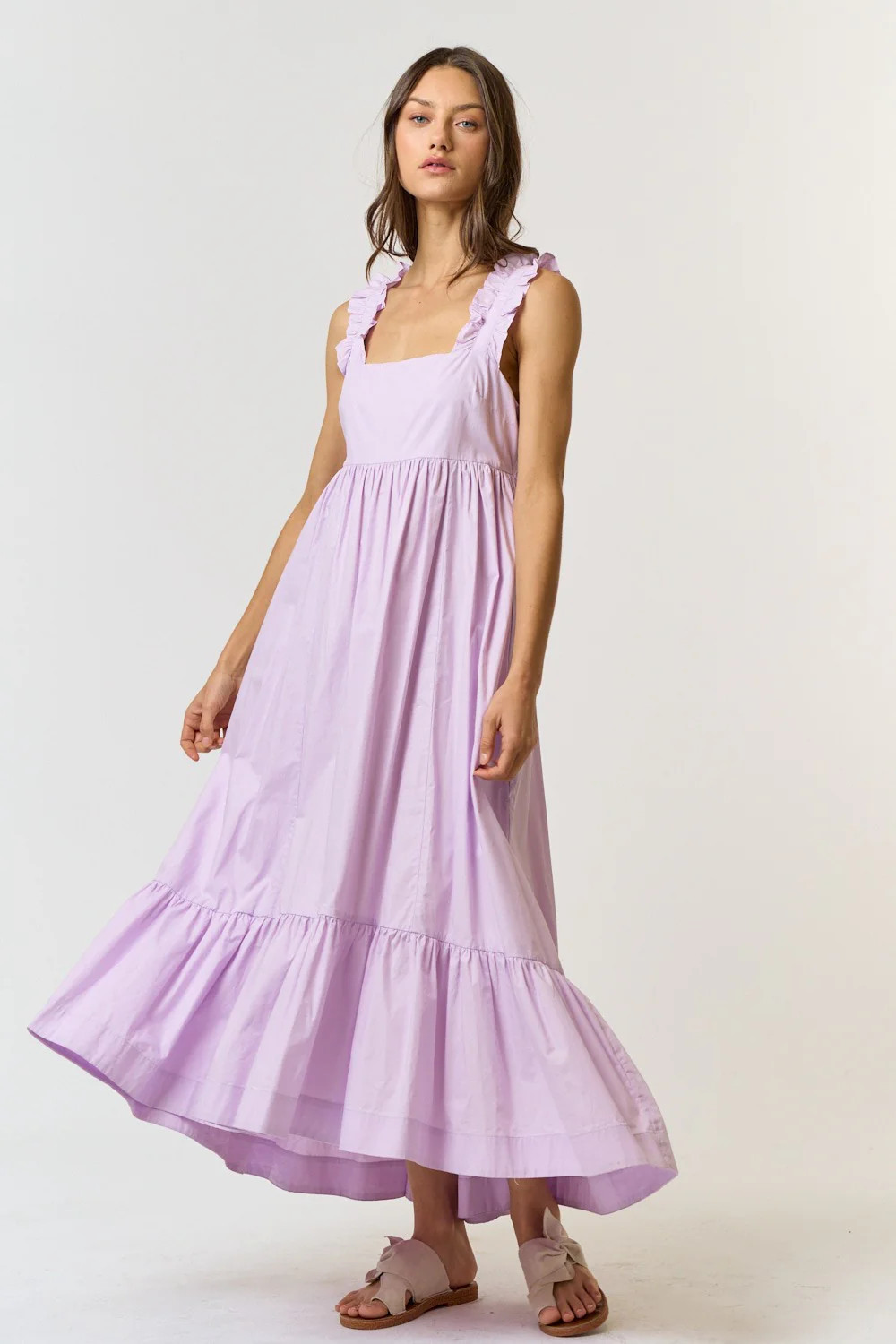 Lavender Pinafore Cutout Tie Back Maxi Dress | PinkBlush Maternity