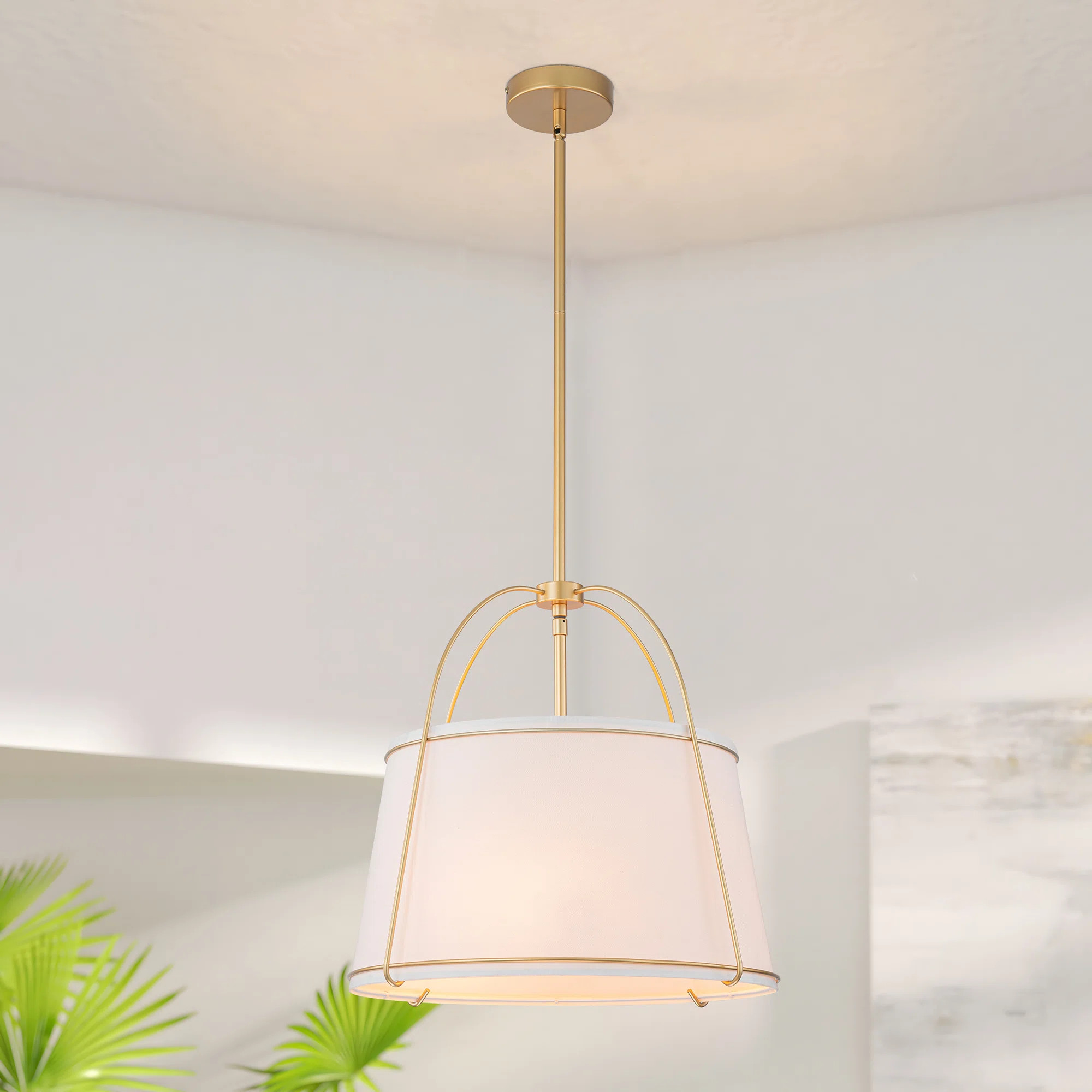 Bertan 3 - Light Dimmable Large Drum Pendant Chandelier With Fabric Shade | Wayfair North America