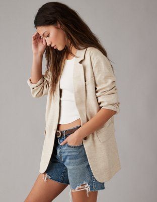 AE Drapey Twill Oversized Blazer | American Eagle Outfitters (US & CA)