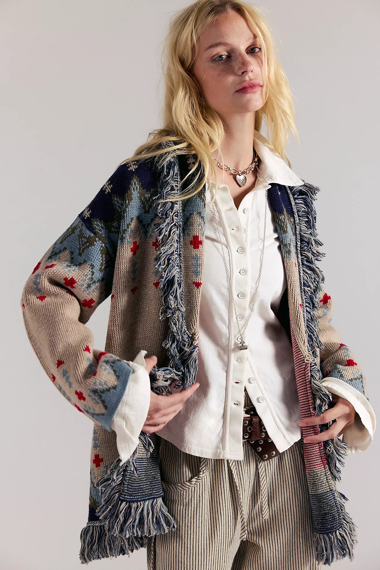 Pendleton Graphic Fringe Cardi | Free People (Global - UK&FR Excluded)