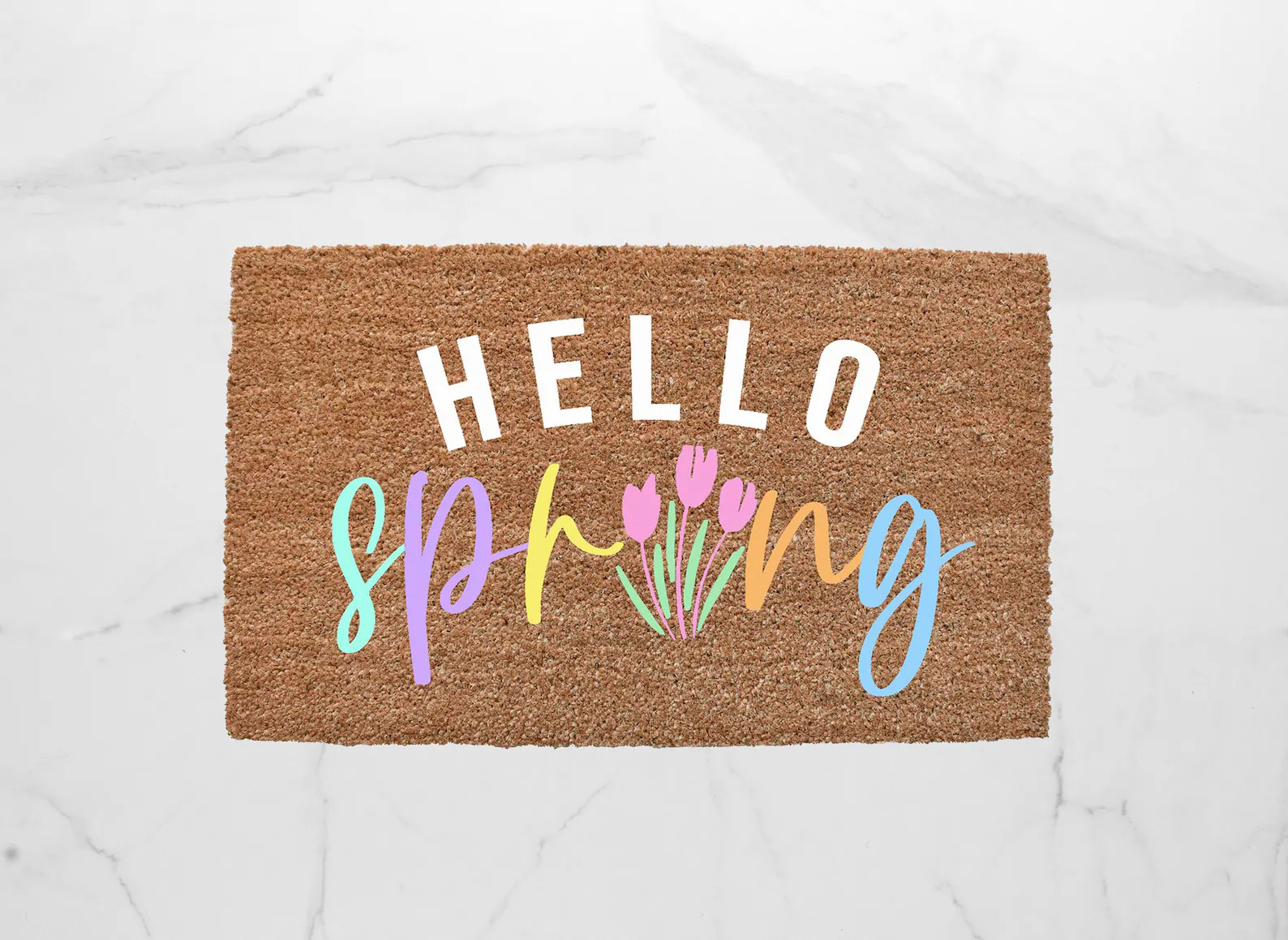 Hello Spring Doormat, Cute Doormat, Welcome Mat, Flower Doormat, Outdoor Rug, Spring Decor, Front... | Etsy (US)