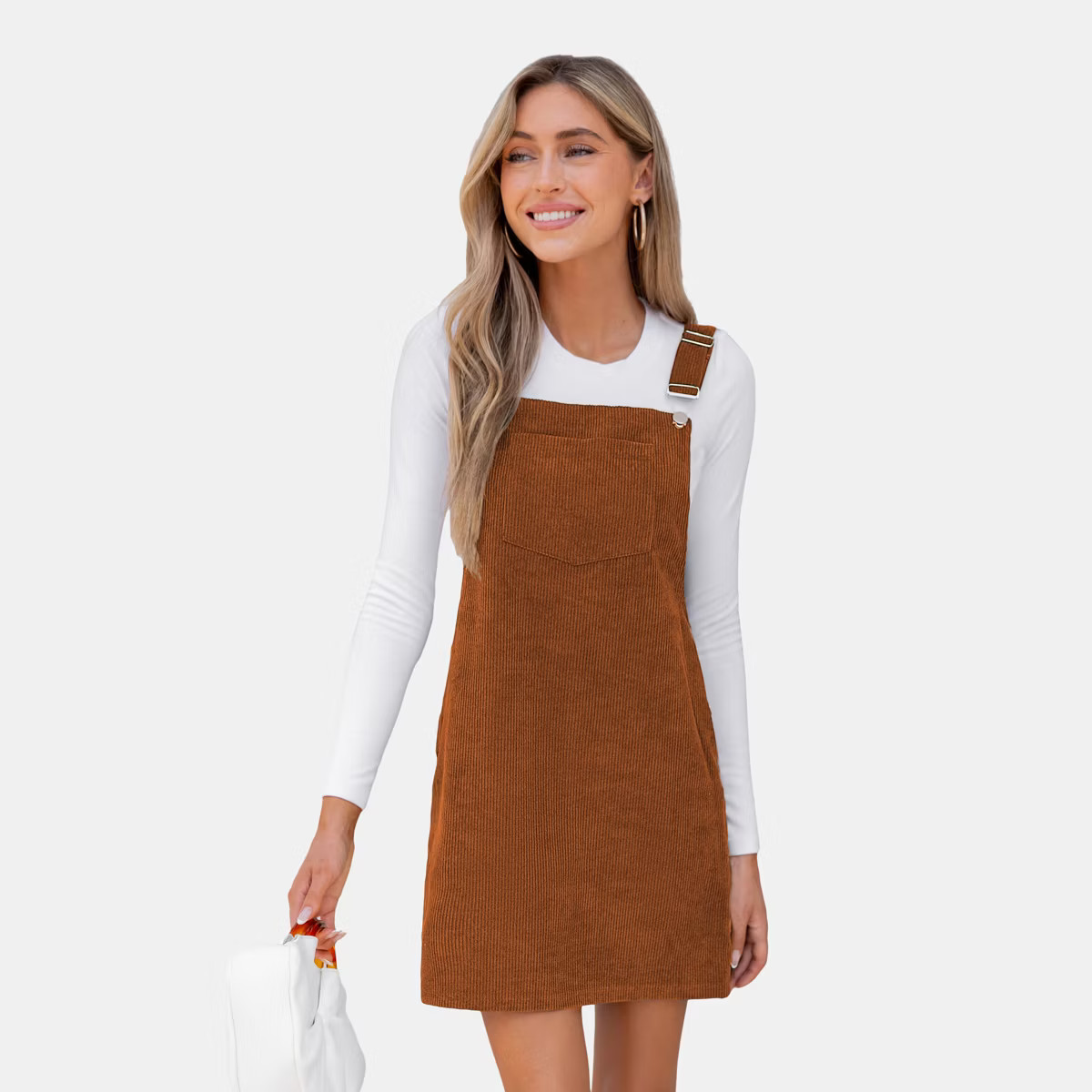Women's Corduroy Square Neck Overall Dress - Cupshe-M-Brown | Target