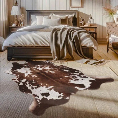 Faux Cowhide Cow Print Rug 4.6 X 5.2 Ft Large Animal Print Area Rug For Living Room Bedroom | Wayfair North America