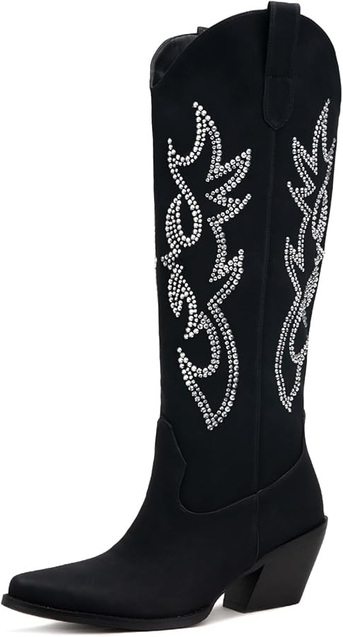 Pasuot Western Cowboy Boots for Women - Knee High Wide Calf Cowgirl Boots with Classic Embroidere... | Amazon (US)