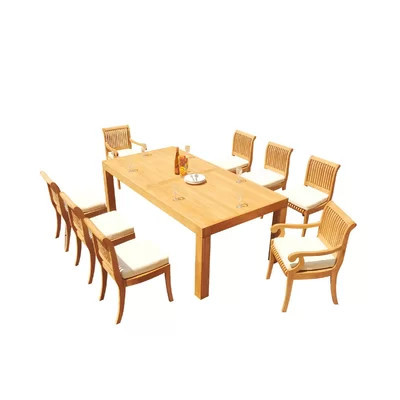 8 Seats 9 Pcs Grade-A Teak Wood Dining Set: 86" Canberra Rectangle Table And 8 Giva Chairs (2 Arm & 6 Armless Chairs) | Perigold