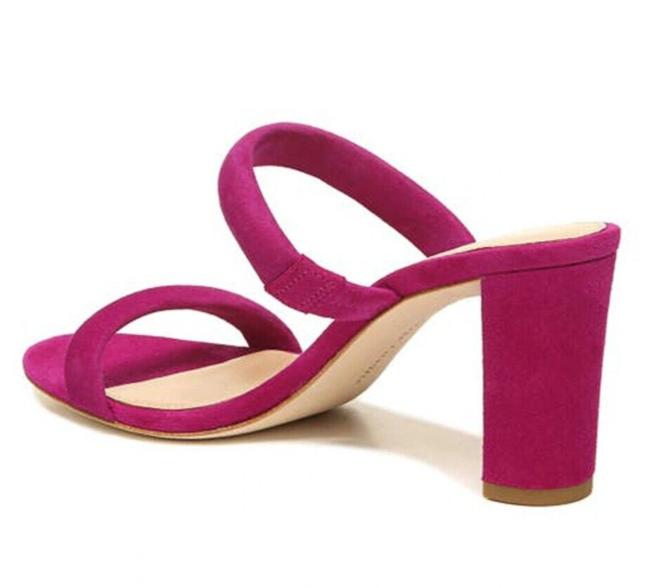 Veronica Beard Gauley Women's Suede Mules Heel Sandals in Raspberry Size 9 | eBay US