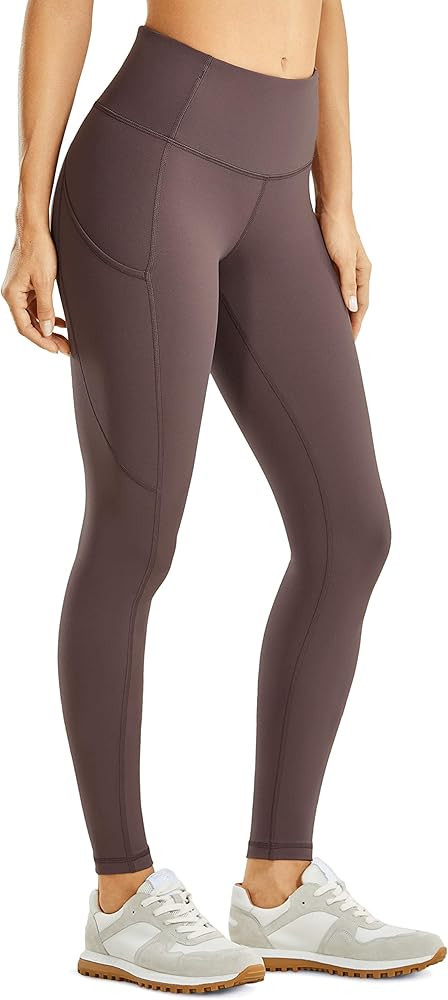 CRZ YOGA Women's Matte Brushed Light-Fleece Leggings High Waisted Workout Yoga Pants with Pocket ... | Amazon (US)