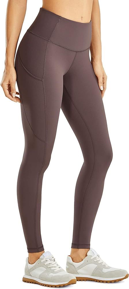 CRZ YOGA Women's Matte Brushed Light-Fleece Leggings High Waisted Workout Yoga Pants with Pocket ... | Amazon (US)