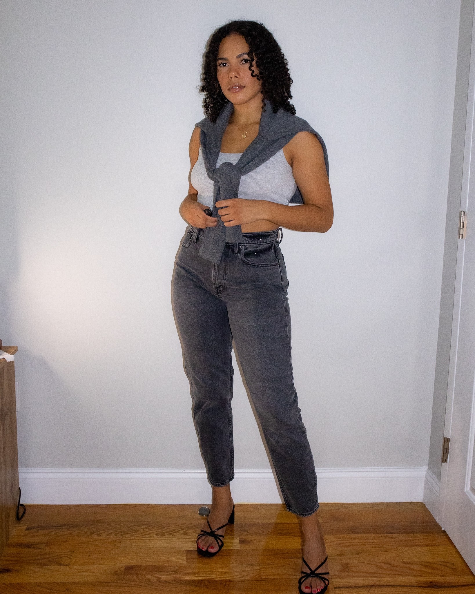 Cashmere sweater, gray sweater, sweater as a scarf, gray tank top, cropped tank, mom jeans, gray jeans, jeans for curves, curve love jeans, strappy sandals, black sandals, kitten heel sandals, transitional outfits, summer to fall transitional outfits, fall outfits, fall fashion, fall style, fall trends, casual fall style, casual fall fashion, neutral fall style, neutral fall outfits, neutral outfits, neutral style, classic style, style guide, effortless style, minimalist style, fall layering

#LTKSeasonal #LTKSale #LTKstyletip