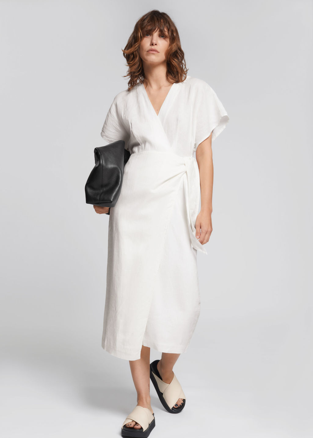 Linen Wrap Midi Dress - White | & Other Stories US