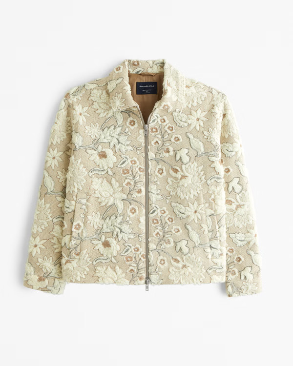 Floral Sherpa Zip Trucker Jacket | Abercrombie & Fitch (US)