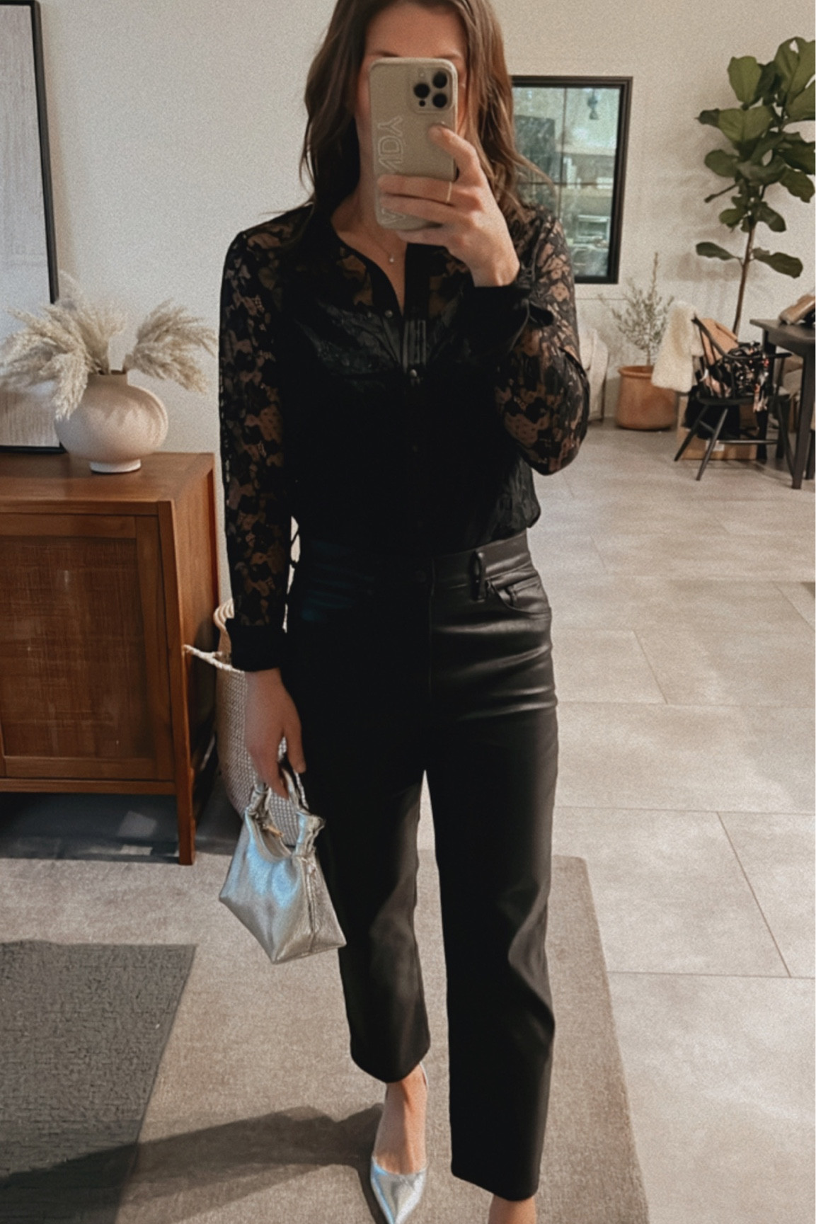 10/10 recommend this lace top!! Fits tts. Wearing size small linked similar black coated jeans silver heels date night outfit fall outfit holiday outfit 

#LTKHoliday #LTKstyletip #LTKfindsunder50