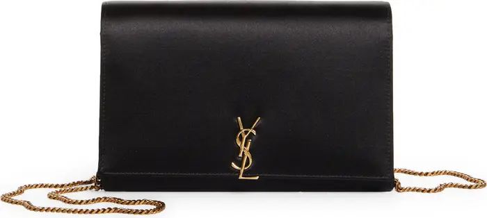 Saint Laurent Glossy Satin Wallet on a Chain | Nordstrom | Nordstrom