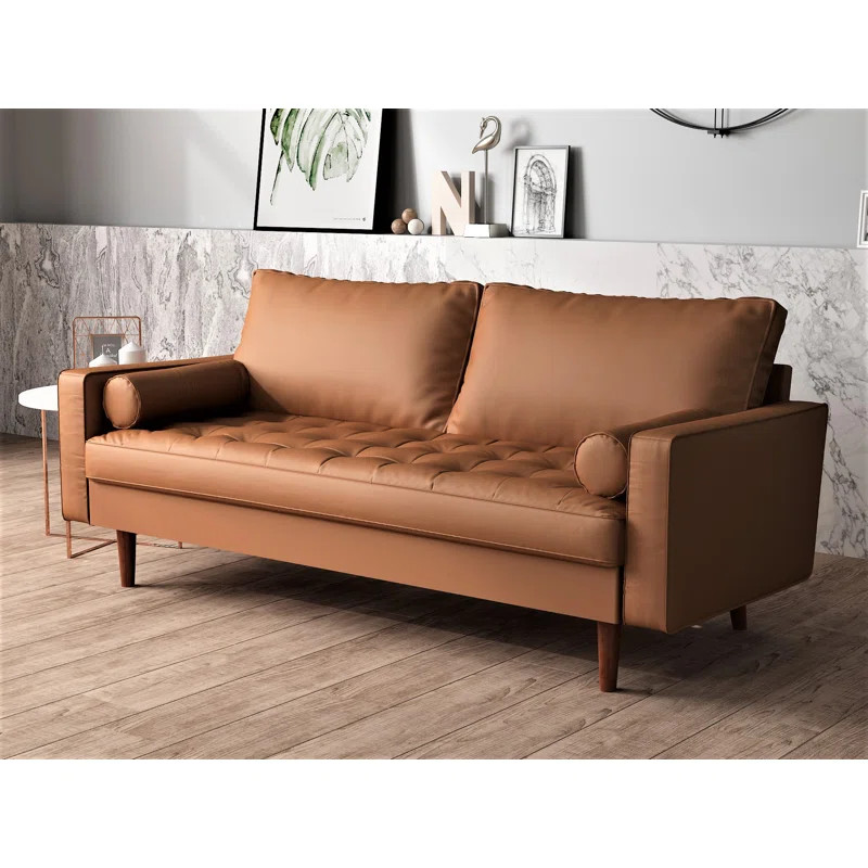 Rumaisa 69.68" Vegan Leather Square Arm Sofa | Wayfair Professional