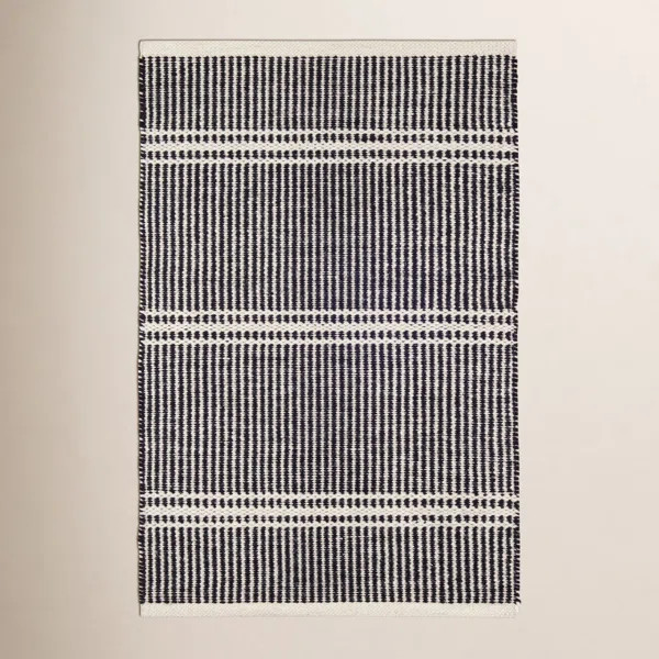 Malta Black/Ivory Handwoven Wool Rug | Birch Lane