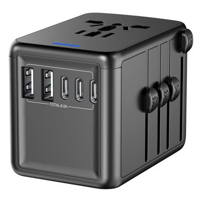 Itopfox Universal Travel Adapter with 5 USB Ports & AC Outlet, 30W Fast Charging for 200+ Countries, Type I C G A Plugs, 110V/220V Compatible | Target